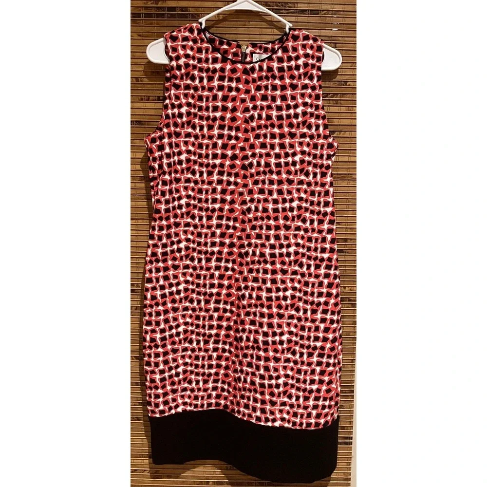 Sara Campbell Boston Red Black Geometric Print Shift Dress SC114-142 Mens Medium